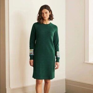Boden Mabel Sweatshirt Dress Size 6 Green Metallic Stripes Preppy Comfy Casual